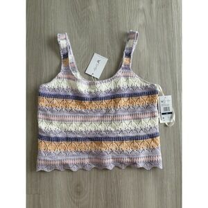 Jessica Simpson Multi Color Striped Crochet Women Tank Top Size XS